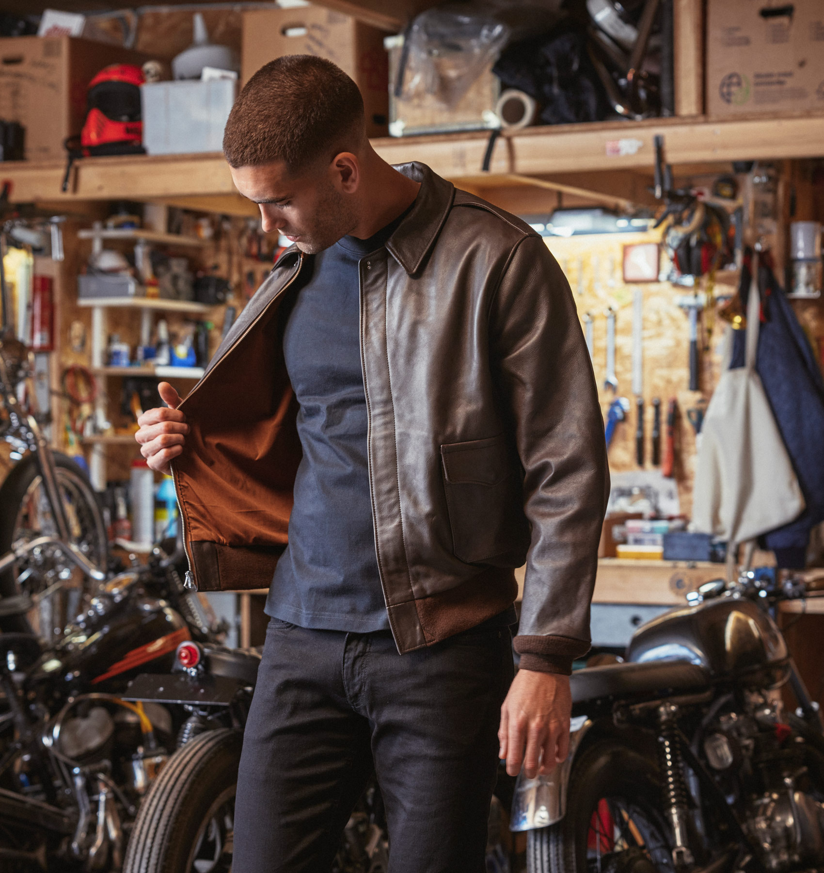 A-1 Flight Jacket - Seal Brown Horsehide - AVI LEATHER