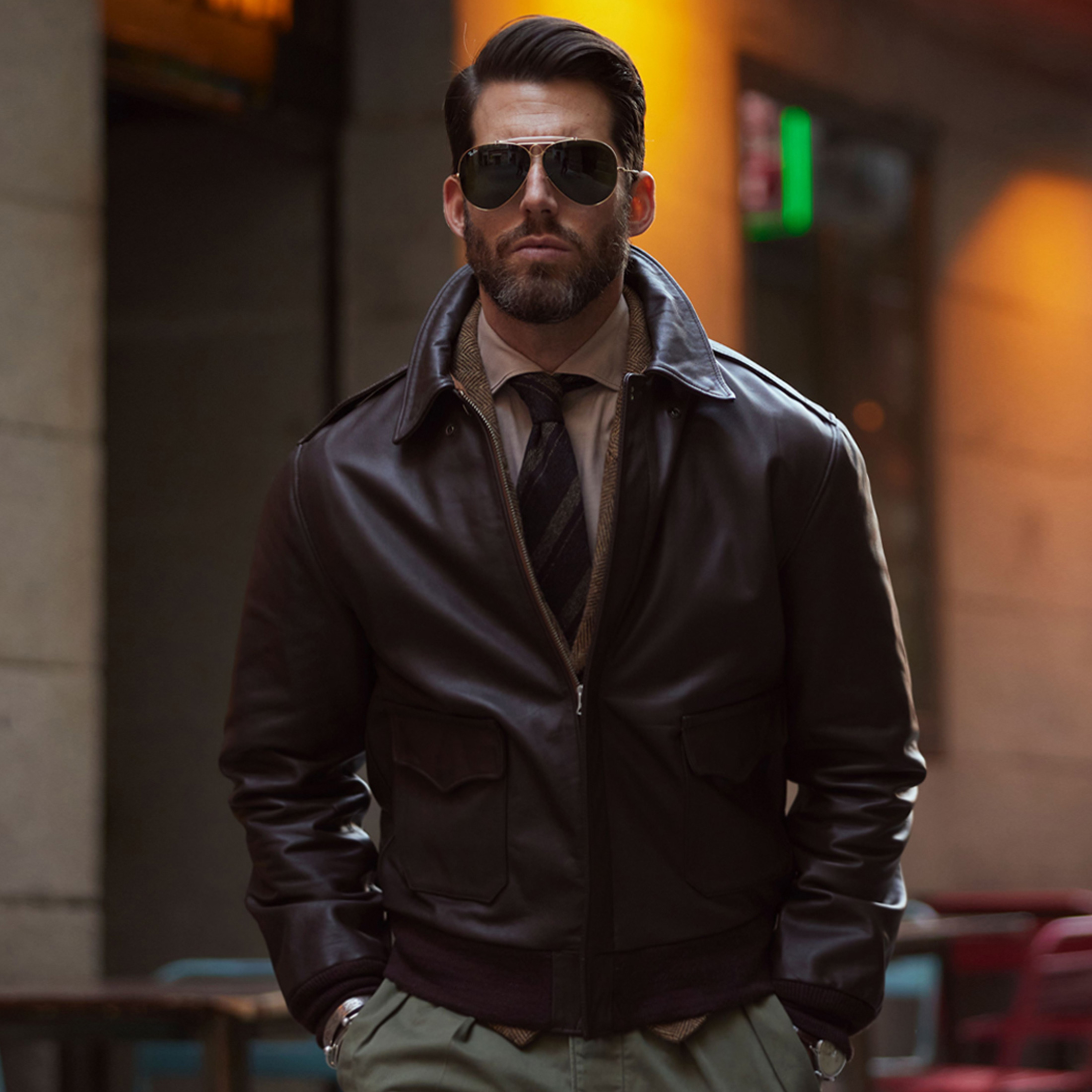 Black Leather G-1 Military Spec Jacket Z21E013 | sdr.com.ec