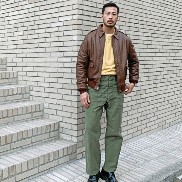 A2 flight jacket in russet horsehide leather