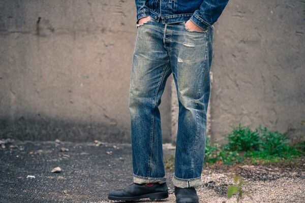 TCB 50's jeans has a high rise and relaxed fit