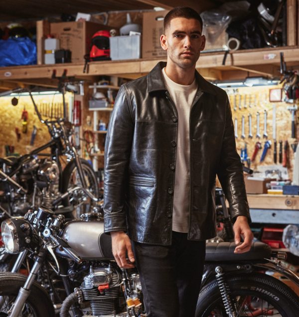 car coat jacket in horsehide leather