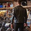 d-pocket biker leather jacket