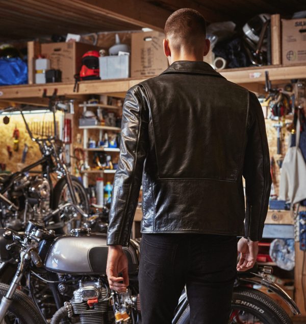 d-pocket biker leather jacket
