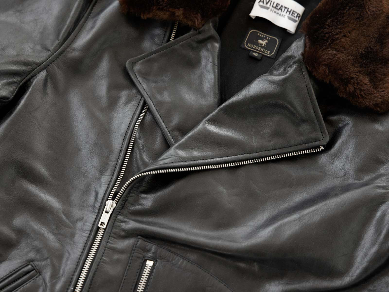 Vintage 40s Horsehide Leather Jacket Mens 44 Motorcycle D pocket
