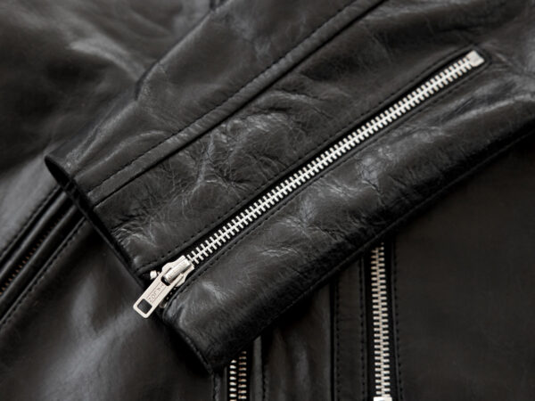 horsehide leather D-pocket motorcycle jacket
