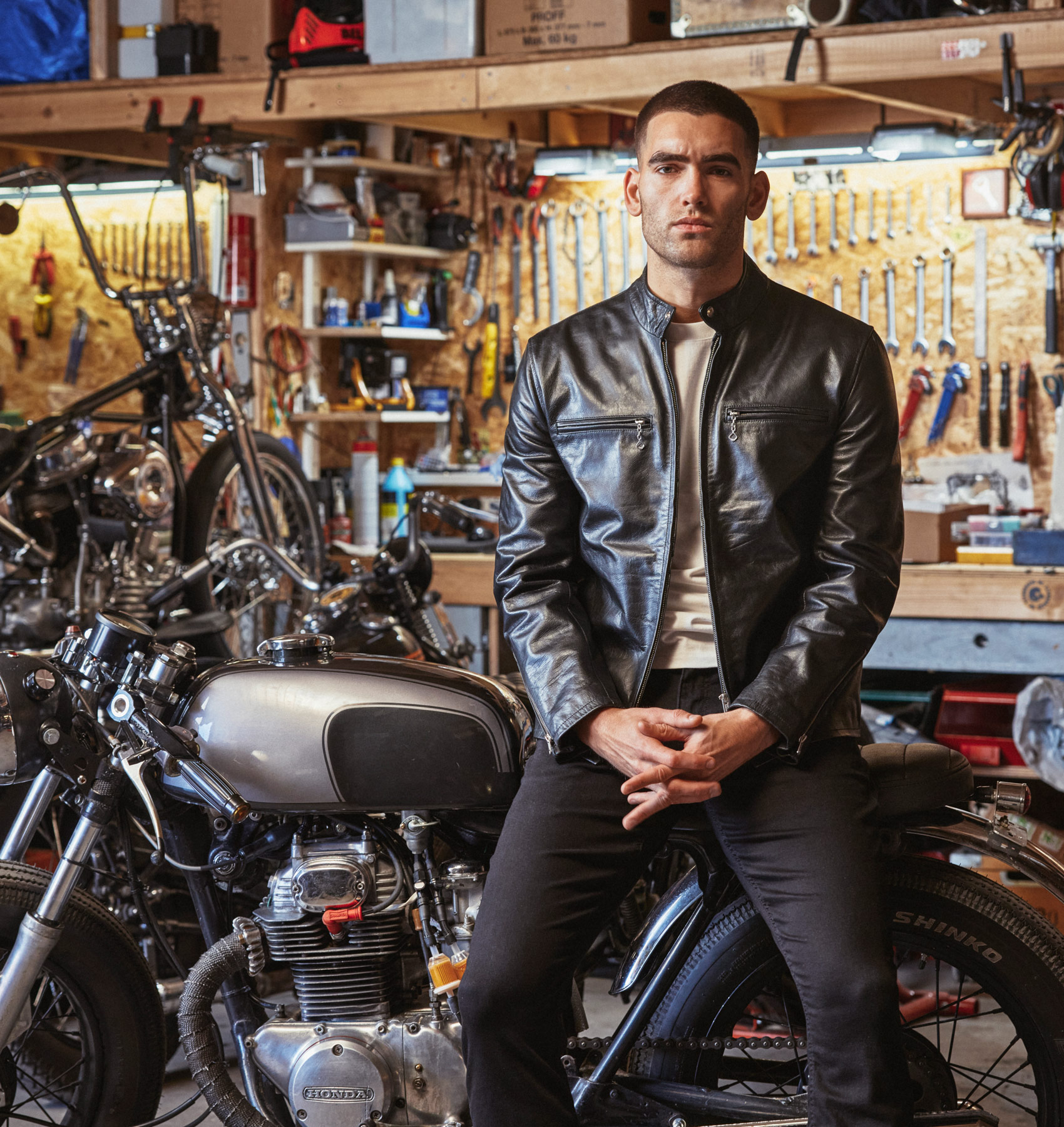 j100 cafe racer jacket in horsehide