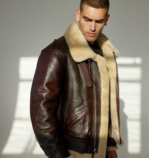 b3 flight jacket in shearling leather