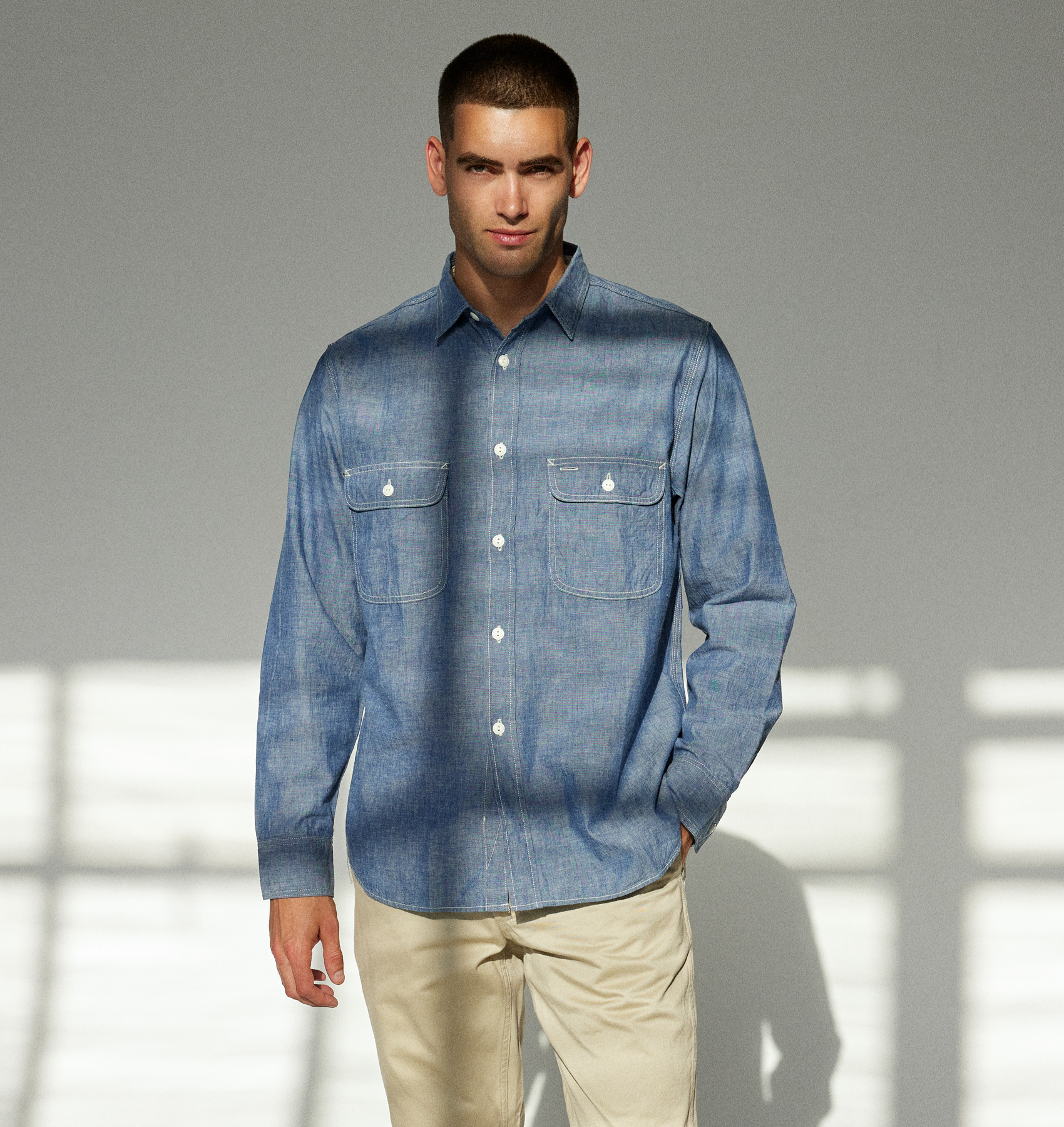 F3378 SELVEDGE CHAMBRAY WORK SHIRT - FOB Factory Japan