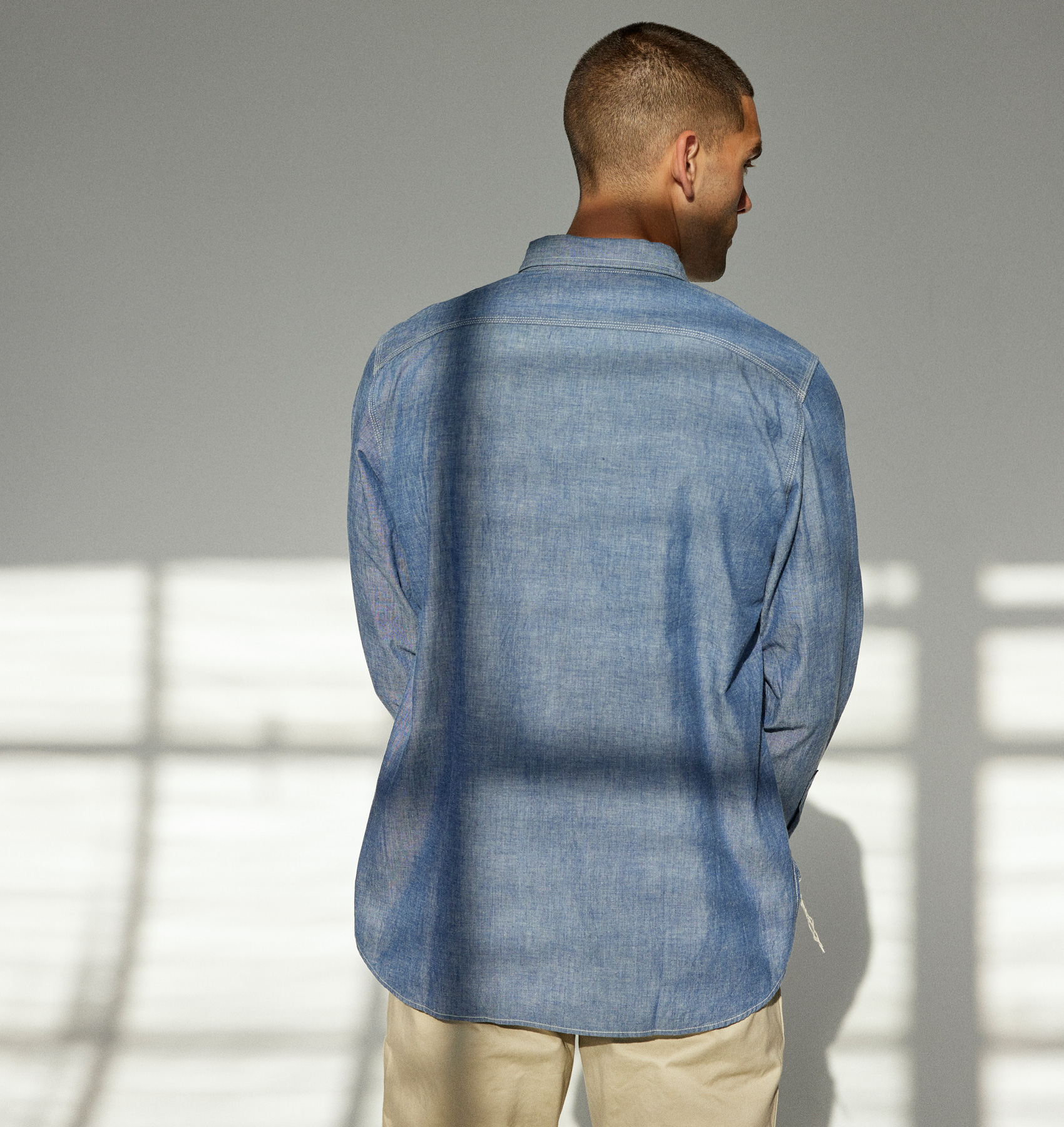 F3378 SELVEDGE CHAMBRAY WORK SHIRT - FOB Factory Japan - AVI LEATHER