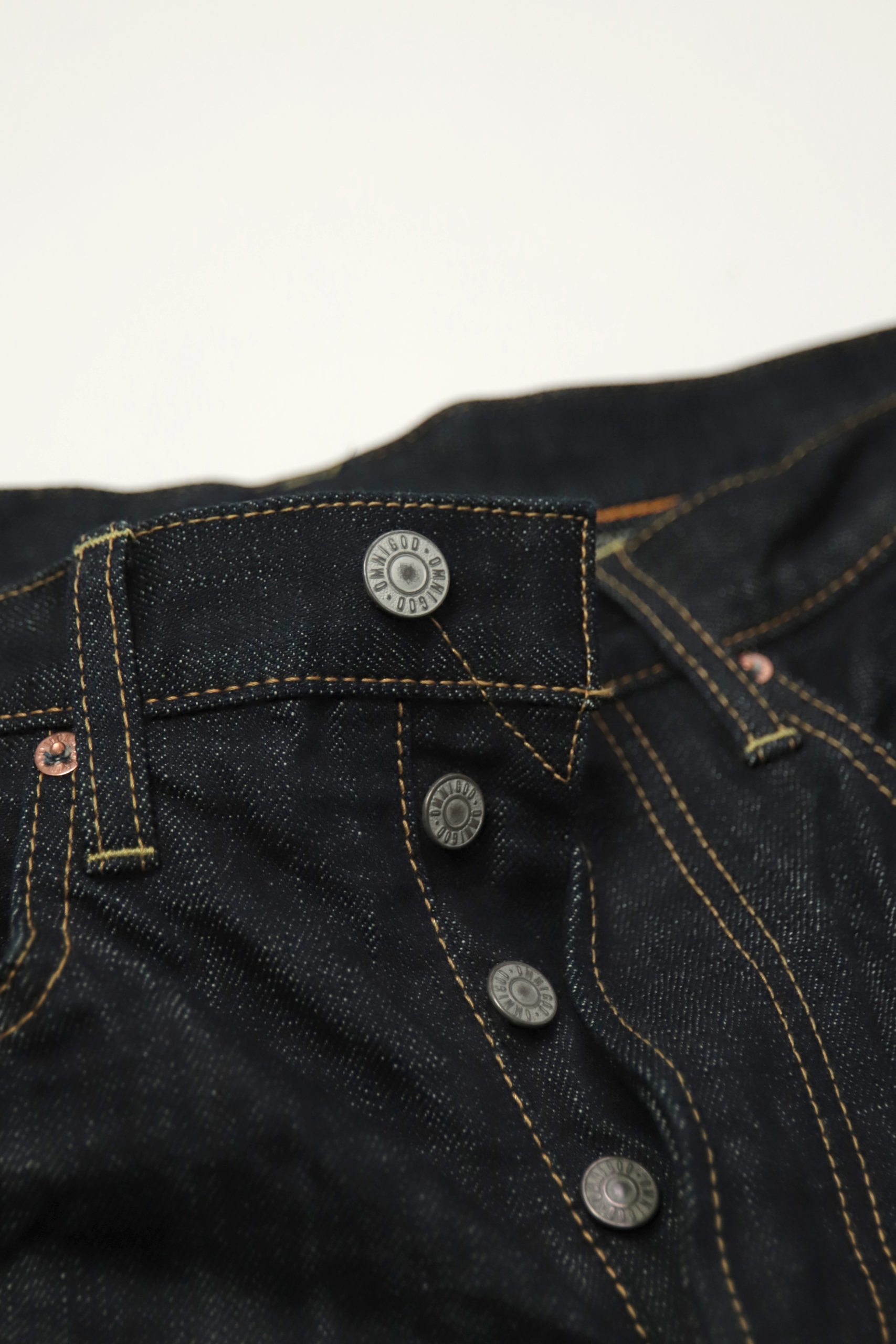 14oz. SELVEDGE DENIM 5P STRAIGHT JEANS - OMNIGOD - AVI LEATHER