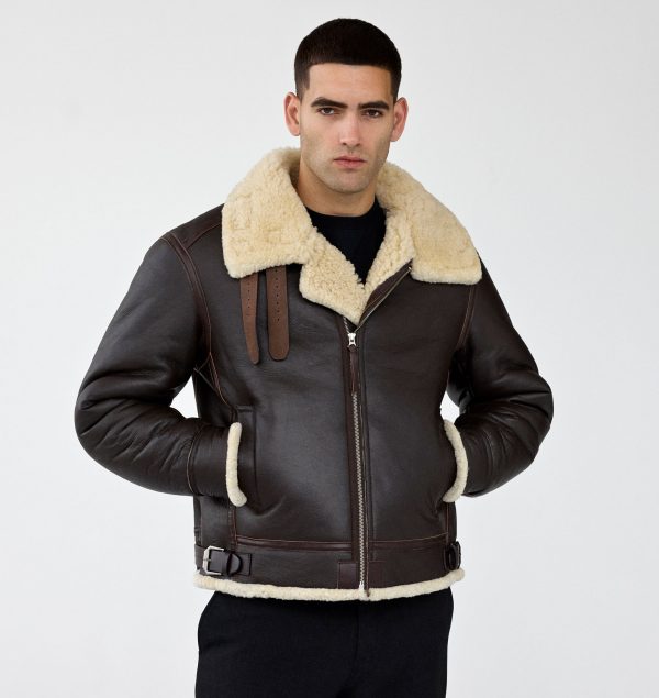 Mens shearling bomber jacket